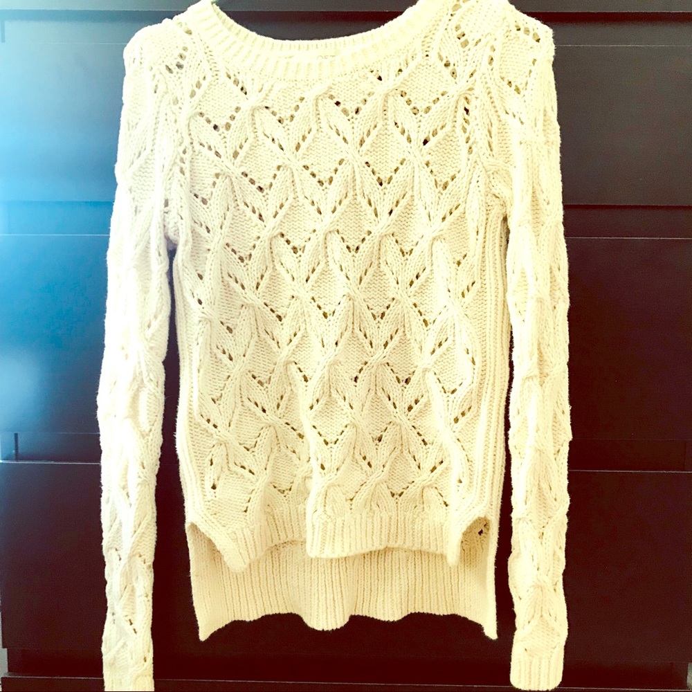 Cream Colored & Cozy, XS - LOFT Quilted Sweater